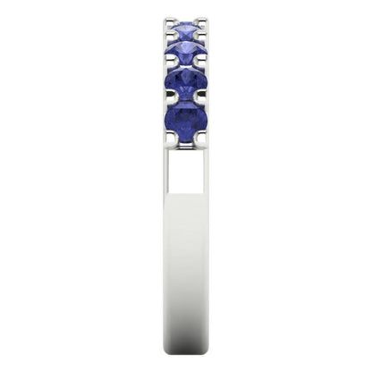 0.63 cttw Simulated Tanzanite Round Cut White Gold Eternity Wedding Band