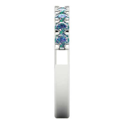 0.63 cttw Blue Moissanite Round Cut White Gold Eternity Wedding Band