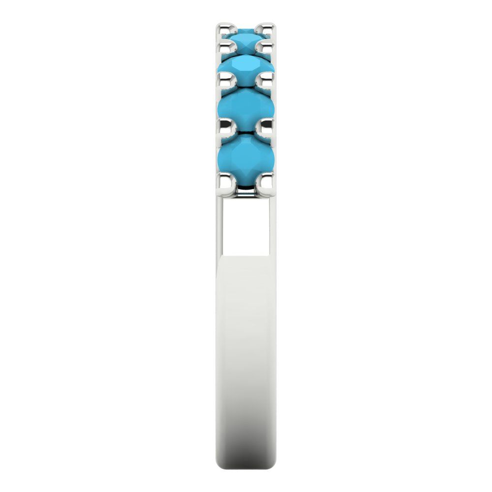 0.63 cttw Simulated Turquoise Round Cut White Gold Eternity Wedding Band