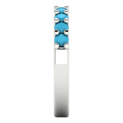 0.63 cttw Simulated Turquoise Round Cut White Gold Eternity Wedding Band