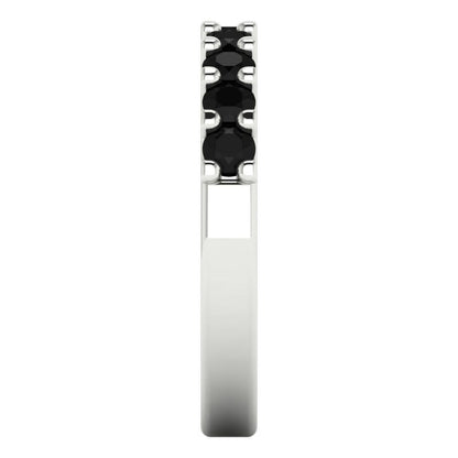 0.63 cttw Natural Onyx Round Cut White Gold Eternity Wedding Band