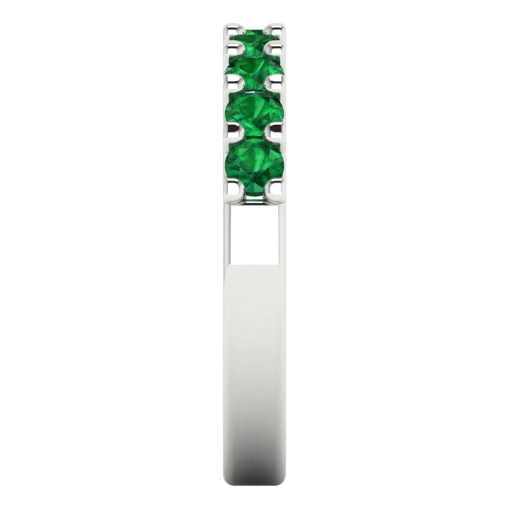 0.63 cttw Simulated Emerald Round Cut White Gold Eternity Wedding Band