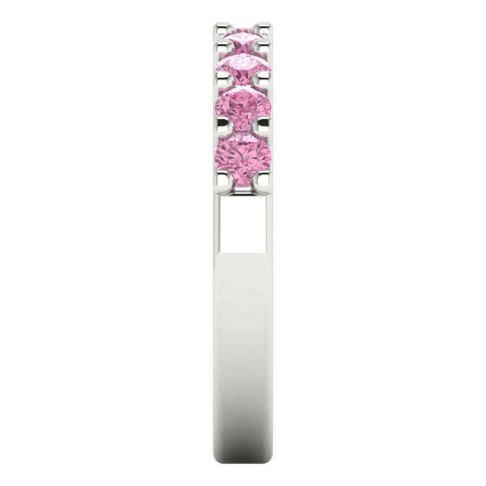 0.63 cttw Simulated Pink Diamond Round Cut White Gold Eternity Wedding Band