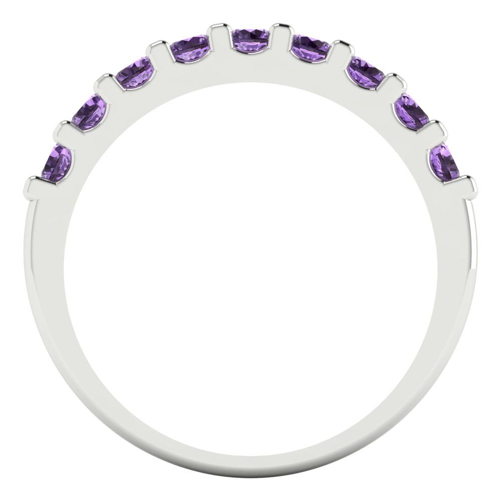 0.63 cttw Simulated Alexandrite Round Cut White Gold Eternity Wedding Band