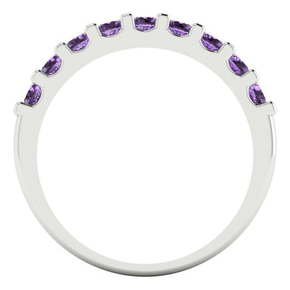 0.63 cttw Simulated Alexandrite Round Cut White Gold Eternity Wedding Band
