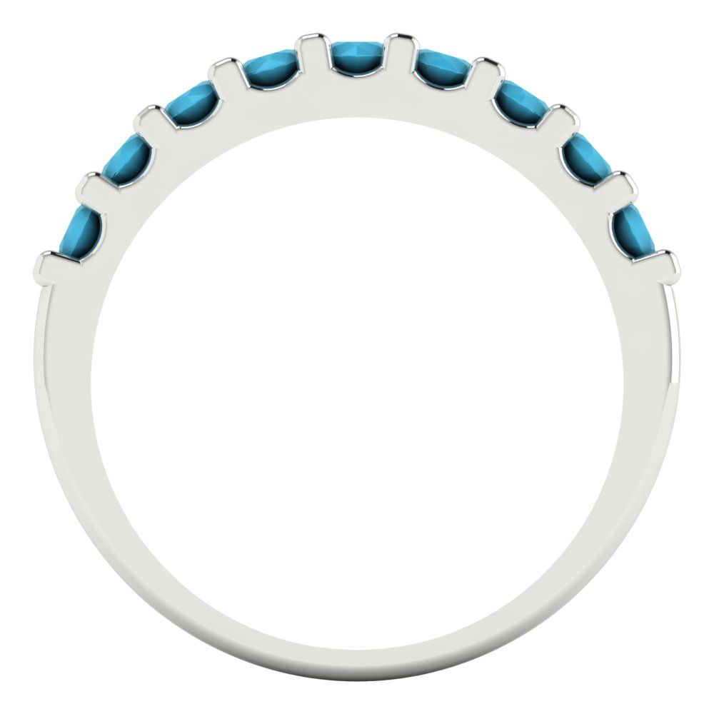 0.63 cttw Simulated Turquoise Round Cut White Gold Eternity Wedding Band