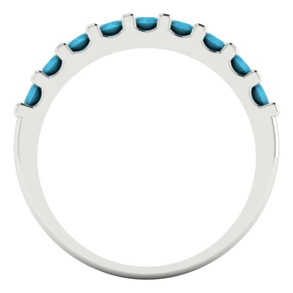 0.63 cttw Simulated Turquoise Round Cut White Gold Eternity Wedding Band