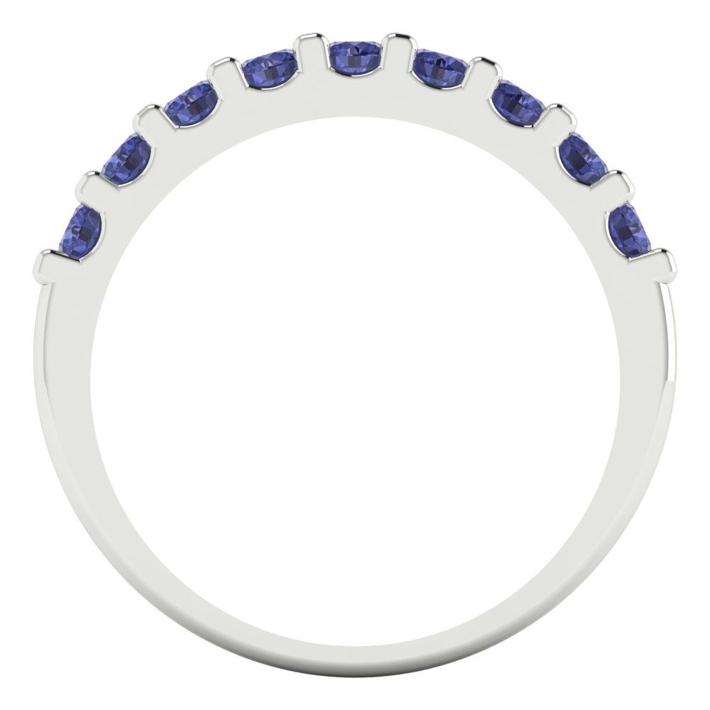 0.63 cttw Simulated Tanzanite Round Cut White Gold Eternity Wedding Band