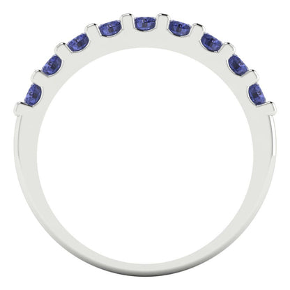 0.63 cttw Simulated Tanzanite Round Cut White Gold Eternity Wedding Band