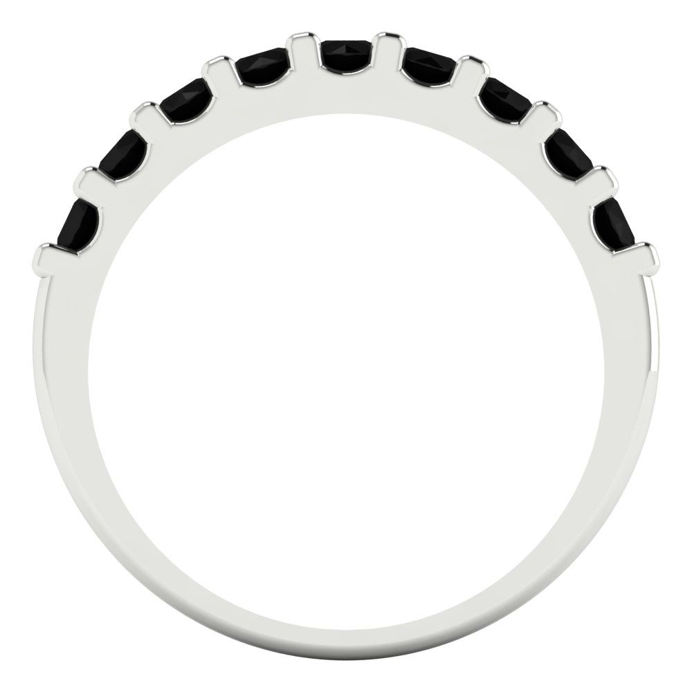 0.63 cttw Natural Onyx Round Cut White Gold Eternity Wedding Band