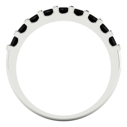 0.63 cttw Natural Onyx Round Cut White Gold Eternity Wedding Band