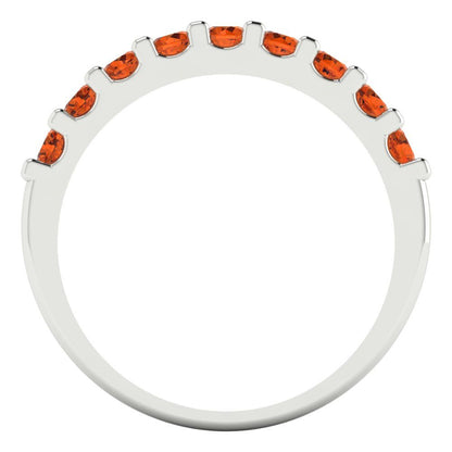 0.63 cttw Simulated Ruby Round Cut White Gold Eternity Wedding Band