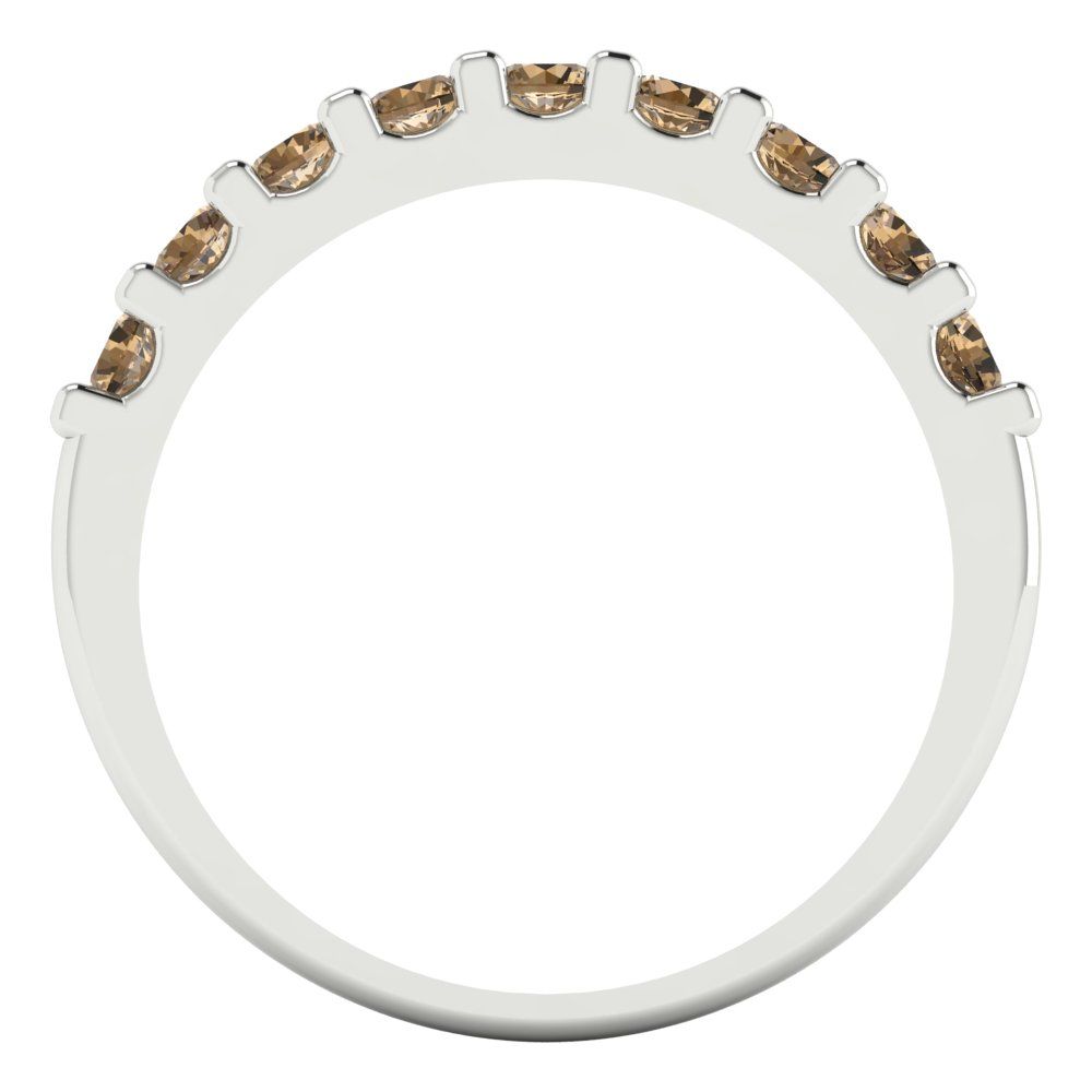 0.63 cttw Simulated Champagne Diamond Round Cut White Gold Eternity Wedding Band