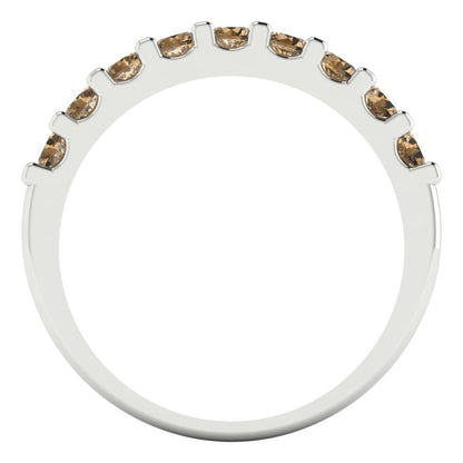 0.63 cttw Simulated Champagne Diamond Round Cut White Gold Eternity Wedding Band