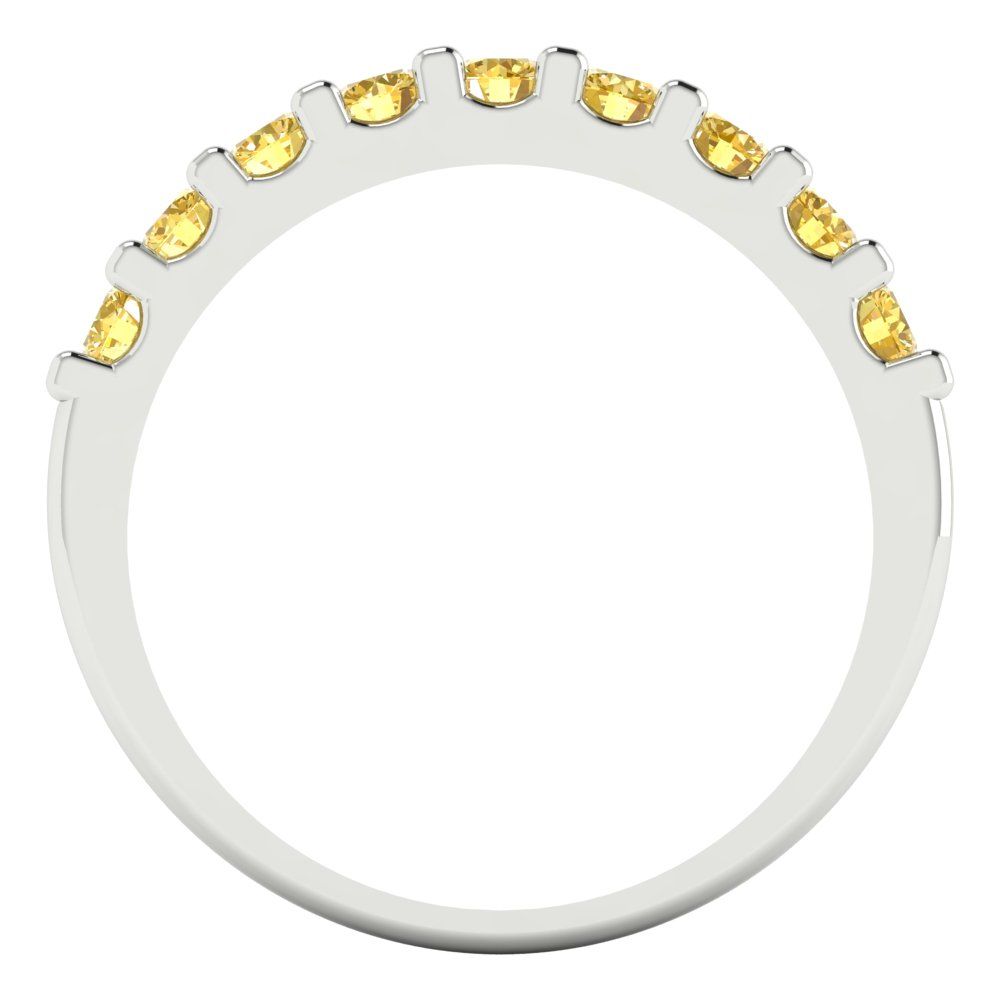 0.63 cttw Simulated Yellow Diamond Round Cut White Gold Eternity Wedding Band