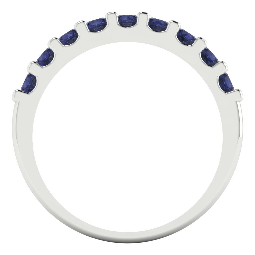 0.63 cttw Simulated Blue Sapphire Round Cut White Gold Eternity Wedding Band