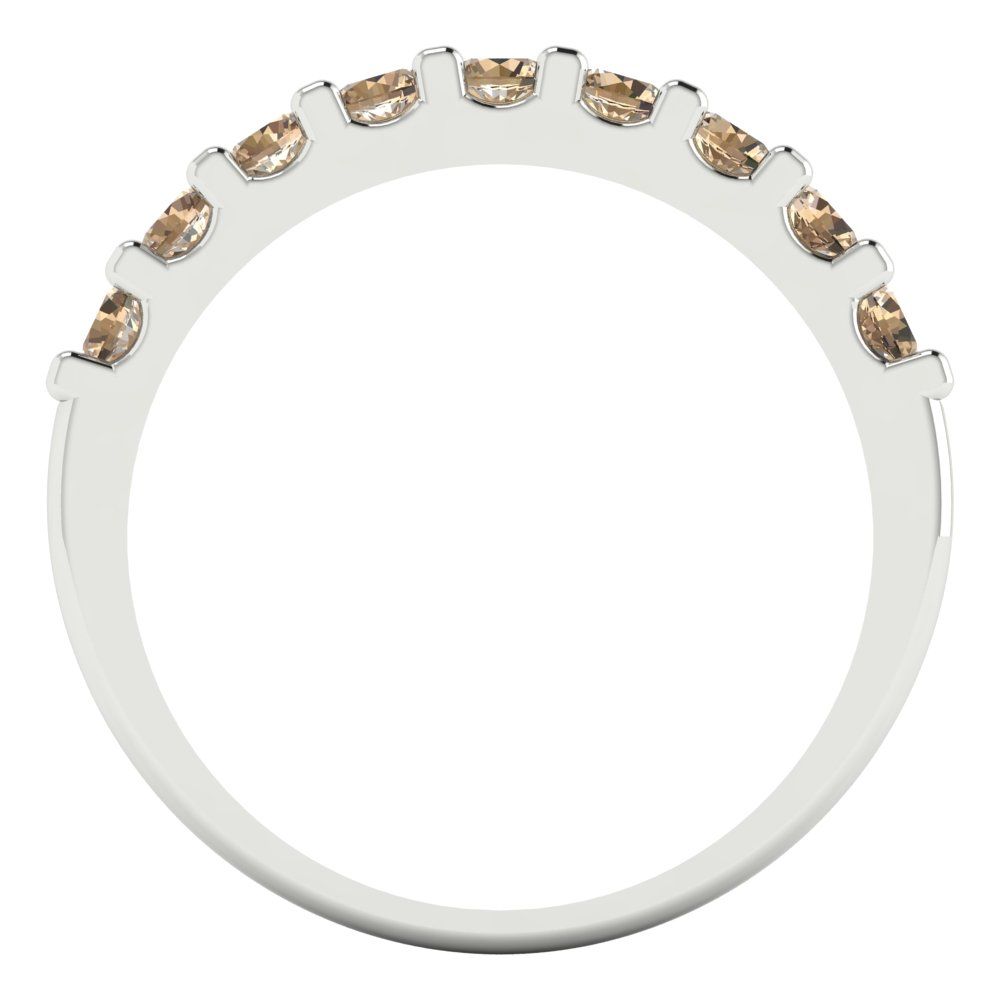 0.63 cttw Yellow Moissanite Round Cut White Gold Eternity Wedding Band