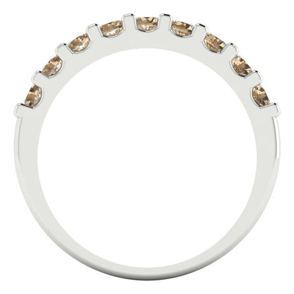 0.63 cttw Yellow Moissanite Round Cut White Gold Eternity Wedding Band