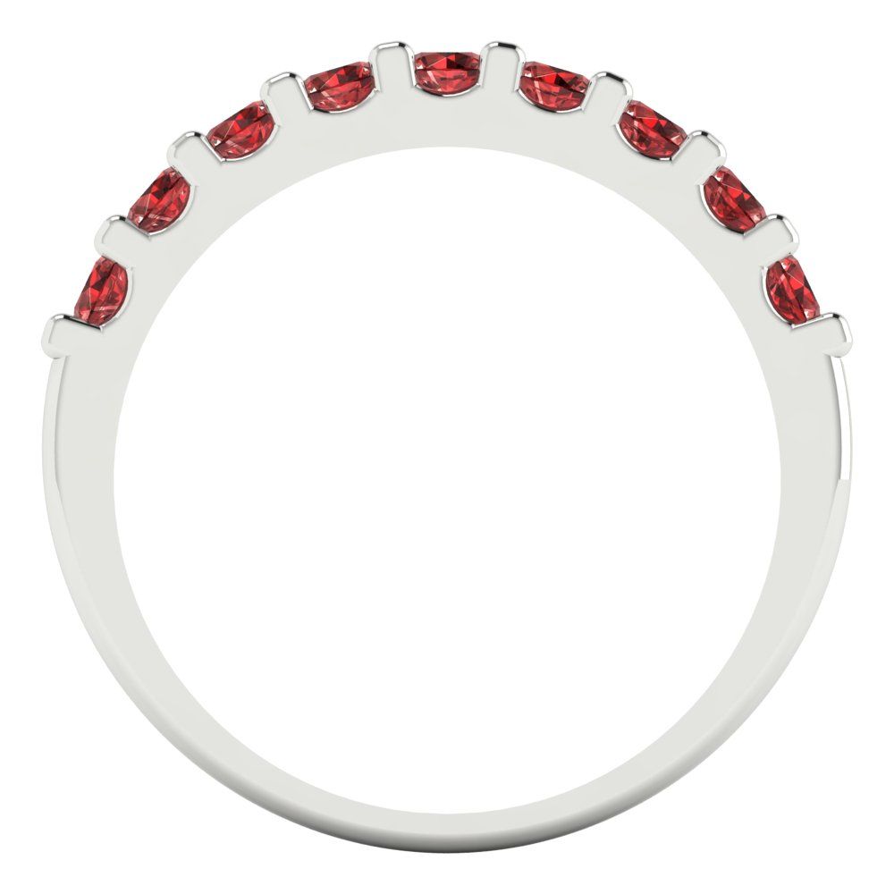 0.63 cttw Natural Garnet Round Cut White Gold Eternity Wedding Band