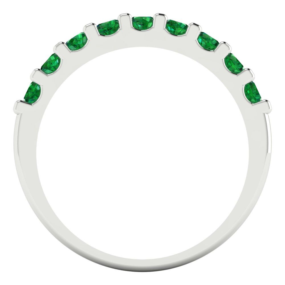 0.63 cttw Simulated Emerald Round Cut White Gold Eternity Wedding Band