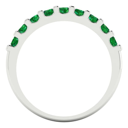 0.63 cttw Simulated Emerald Round Cut White Gold Eternity Wedding Band