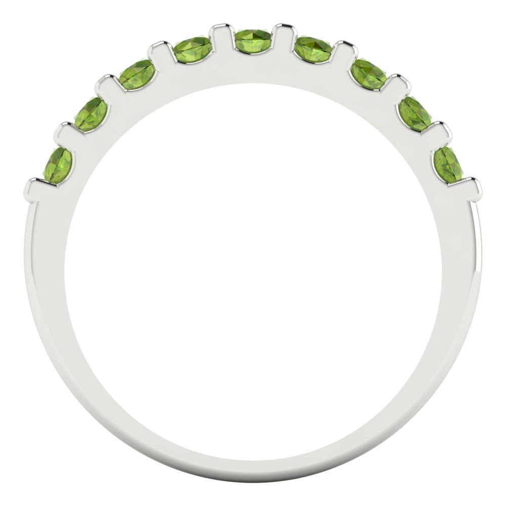 0.63 cttw Natural Peridot Round Cut White Gold Eternity Wedding Band