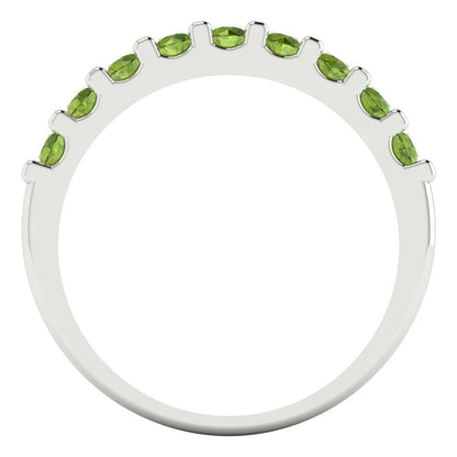 0.63 cttw Natural Peridot Round Cut White Gold Eternity Wedding Band