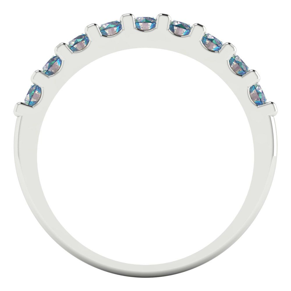 0.63 cttw Blue Moissanite Round Cut White Gold Eternity Wedding Band