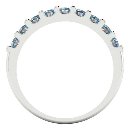 0.63 cttw Blue Moissanite Round Cut White Gold Eternity Wedding Band
