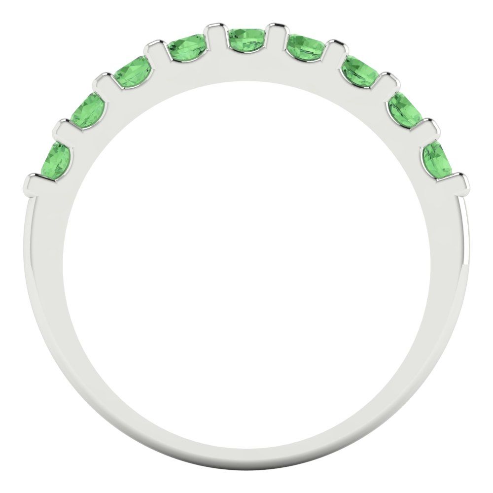 0.63 cttw Simulated Green Diamond Round Cut White Gold Eternity Wedding Band