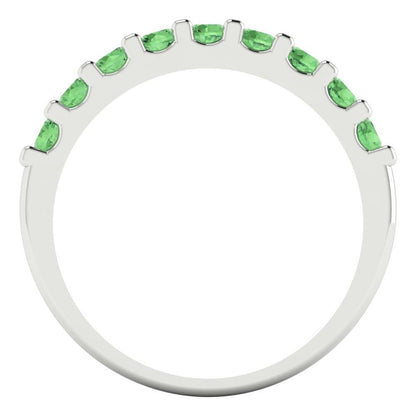 0.63 cttw Simulated Green Diamond Round Cut White Gold Eternity Wedding Band