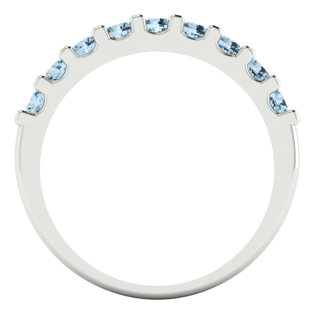0.63 cttw Natural Swiss Blue Topaz Round Cut White Gold Eternity Wedding Band