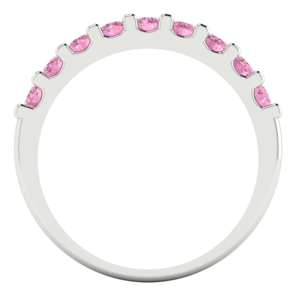 0.63 cttw Simulated Pink Diamond Round Cut White Gold Eternity Wedding Band
