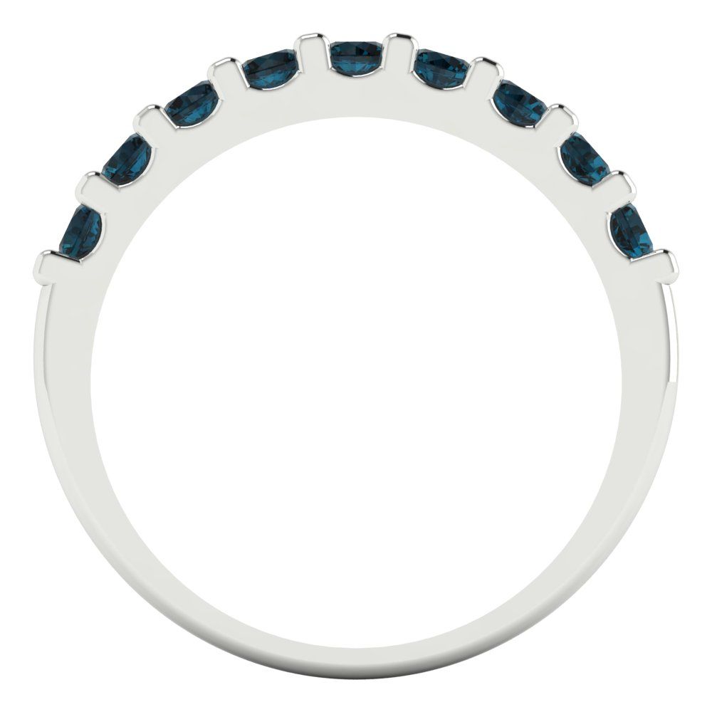 0.63 cttw Natural London Blue Topaz Round Cut White Gold Eternity Wedding Band