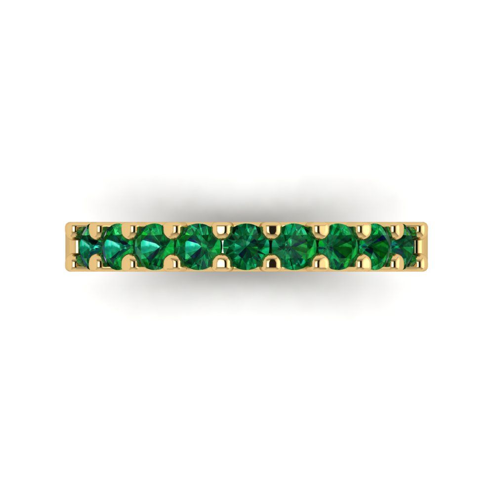 0.63 cttw Simulated Emerald Round Cut Yellow Gold Eternity Wedding Band