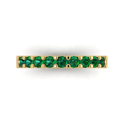 0.63 cttw Simulated Emerald Round Cut Yellow Gold Eternity Wedding Band