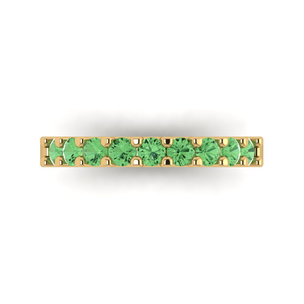 0.63 cttw Simulated Green Diamond Round Cut Yellow Gold Eternity Wedding Band