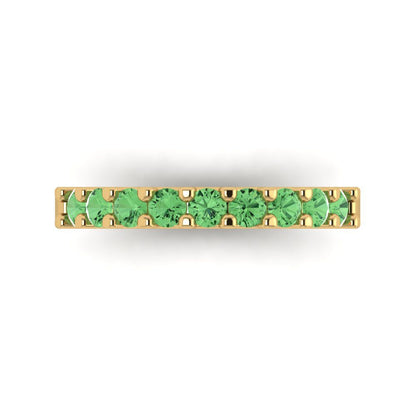 0.63 cttw Simulated Green Diamond Round Cut Yellow Gold Eternity Wedding Band