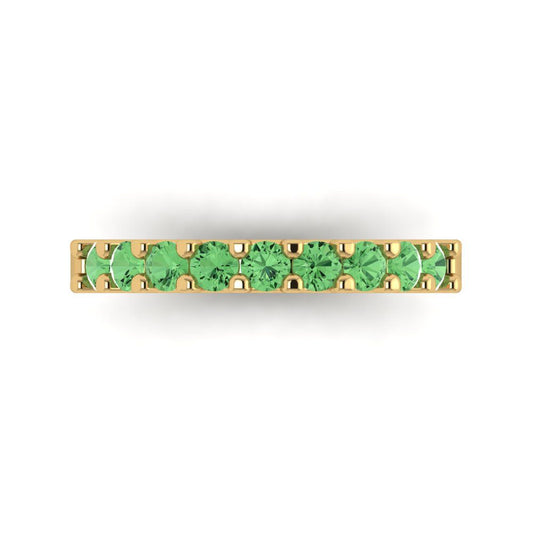 0.63 cttw Simulated Green Diamond Round Cut Yellow Gold Eternity Wedding Band