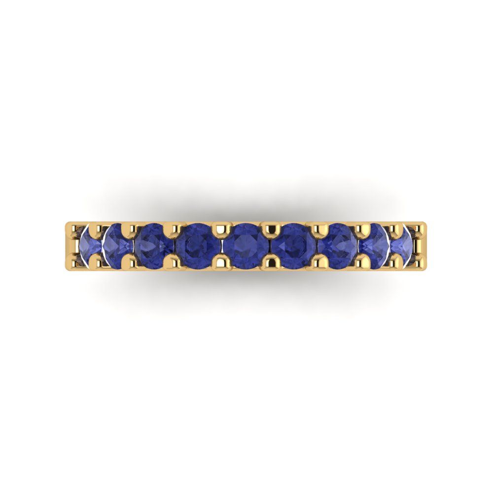 0.63 cttw Simulated Tanzanite Round Cut Yellow Gold Eternity Wedding Band