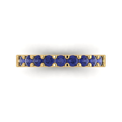 0.63 cttw Simulated Tanzanite Round Cut Yellow Gold Eternity Wedding Band
