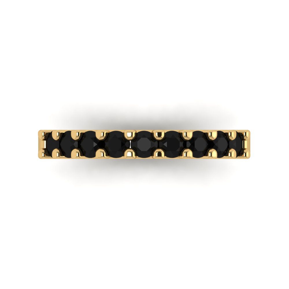 0.63 cttw Natural Onyx Round Cut Yellow Gold Eternity Wedding Band