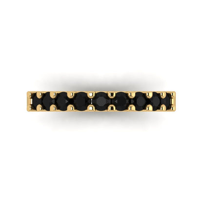 0.63 cttw Natural Onyx Round Cut Yellow Gold Eternity Wedding Band