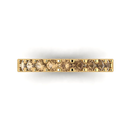 0.63 cttw Simulated Champagne Diamond Round Cut Yellow Gold Eternity Wedding Band
