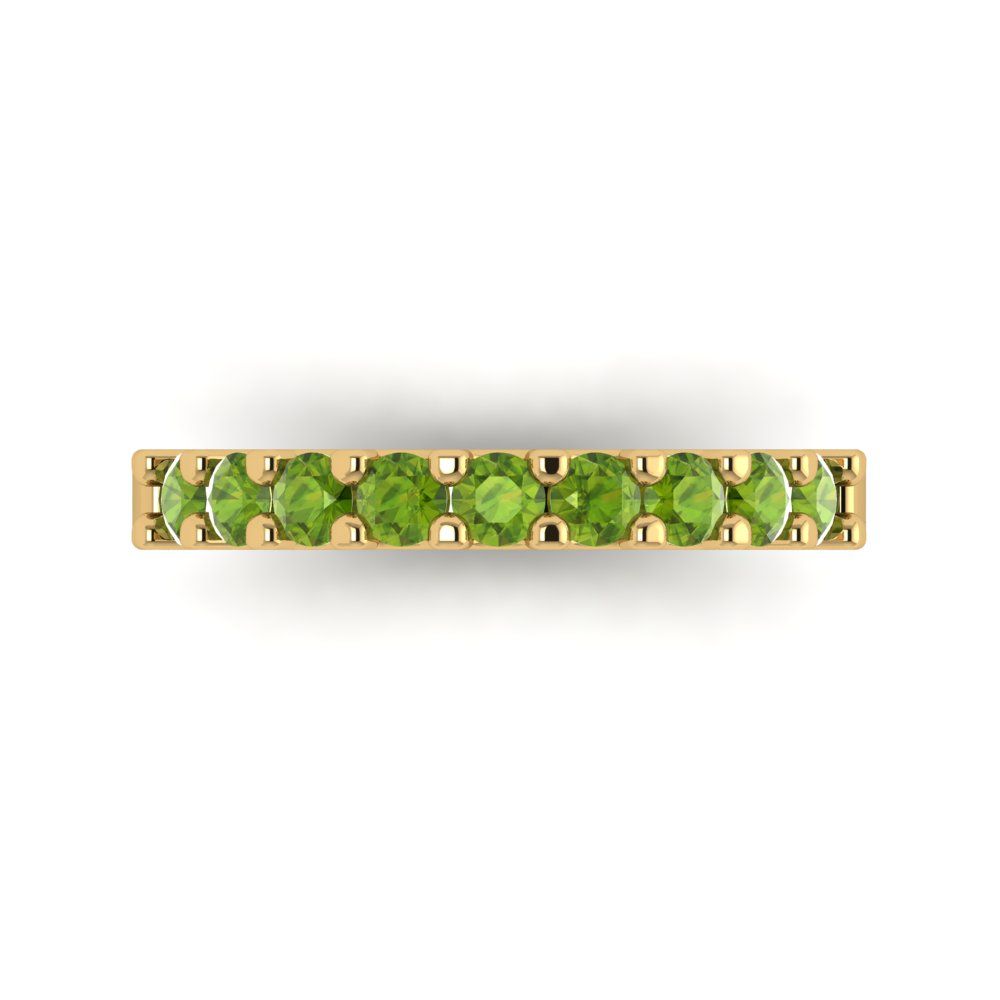 0.63 cttw Natural Peridot Round Cut Yellow Gold Eternity Wedding Band