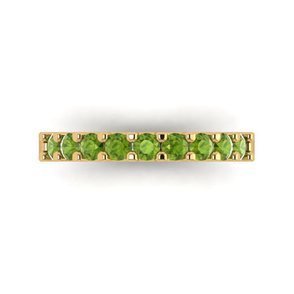 0.63 cttw Natural Peridot Round Cut Yellow Gold Eternity Wedding Band