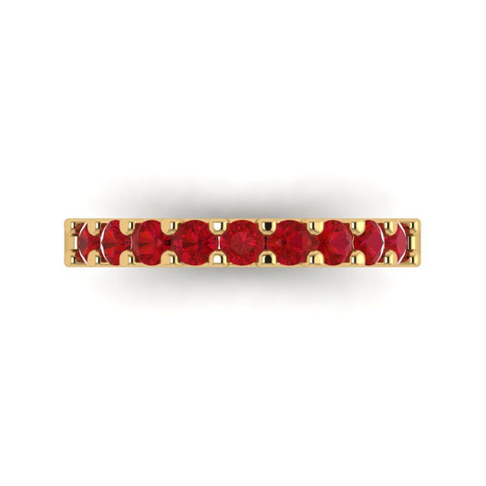 0.63 cttw Simulated Pink Tourmaline Round Cut Yellow Gold Eternity Wedding Band