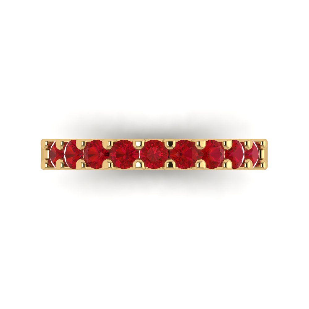 0.63 cttw Simulated Ruby Round Cut Yellow Gold Eternity Wedding Band