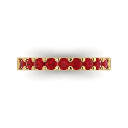 0.63 cttw Simulated Ruby Round Cut Yellow Gold Eternity Wedding Band