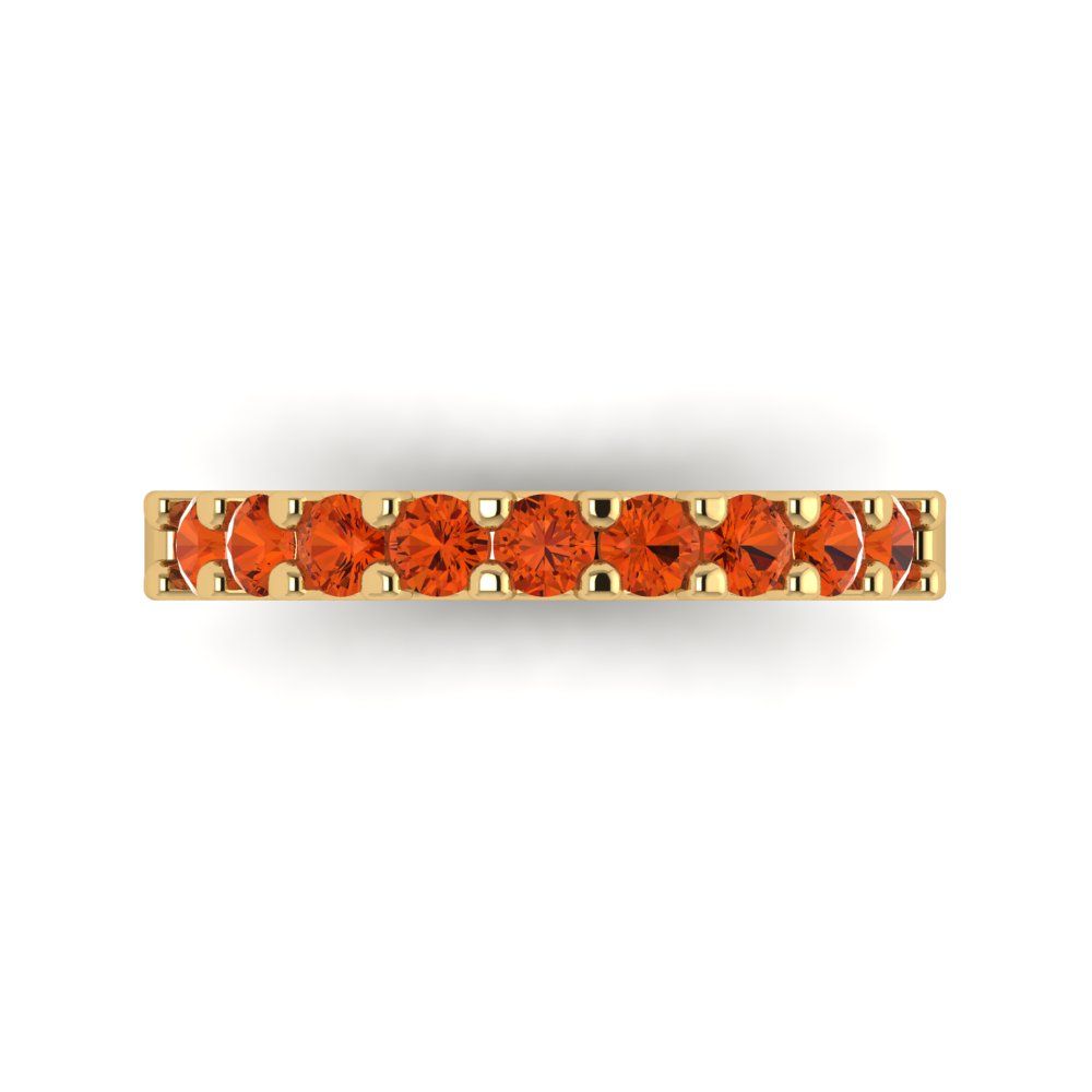 0.63 cttw Simulated Red Diamond Round Cut Yellow Gold Eternity Wedding Band